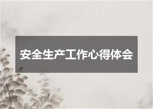 安全生产工作心得体会