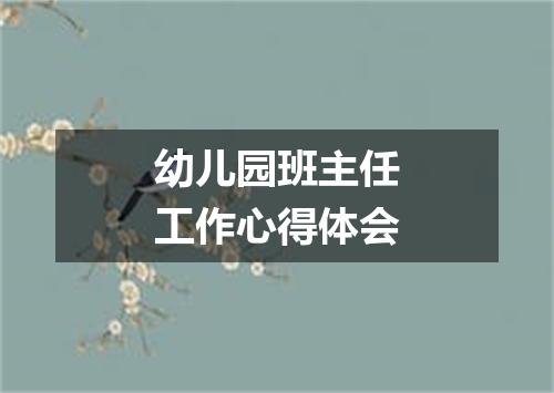 幼儿园班主任工作心得体会