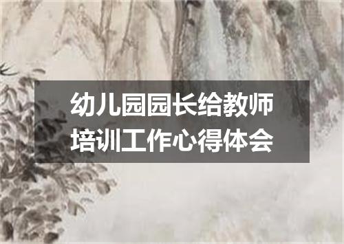 幼儿园园长给教师培训工作心得体会