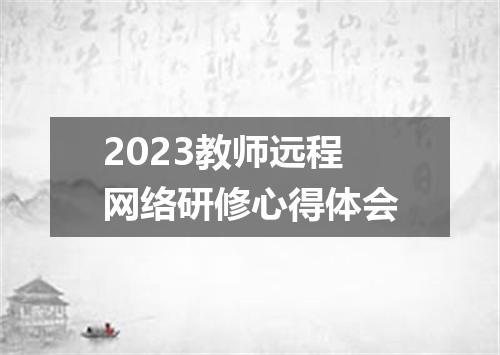 2023教师远程网络研修心得体会