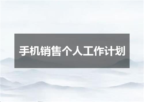 手机销售个人工作计划