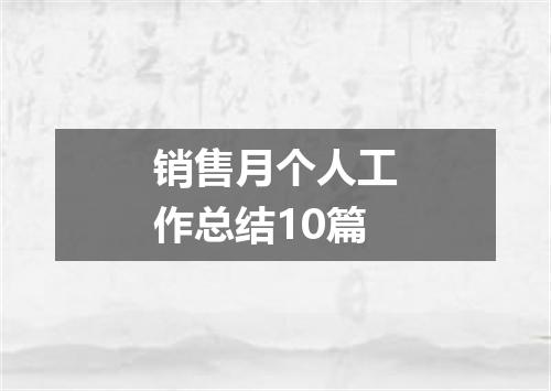 销售月个人工作总结10篇