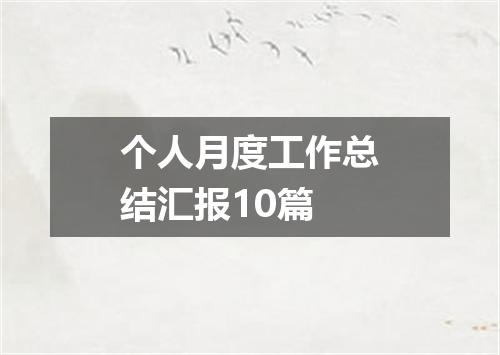 个人月度工作总结汇报10篇