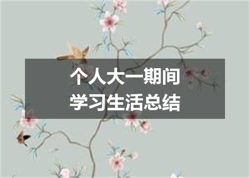 个人大一期间学习生活总结