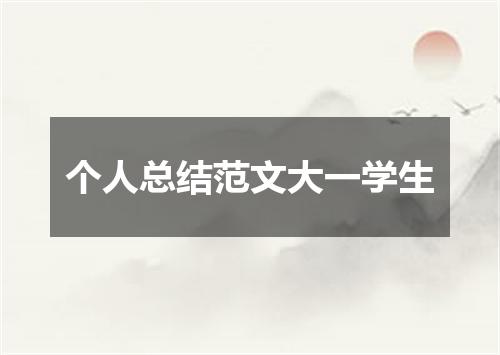 个人总结范文大一学生