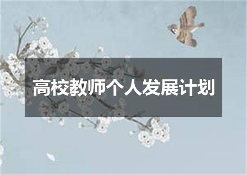 高校教师个人发展计划