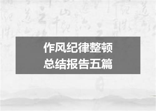 作风纪律整顿总结报告五篇