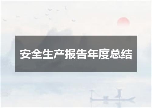 安全生产报告年度总结
