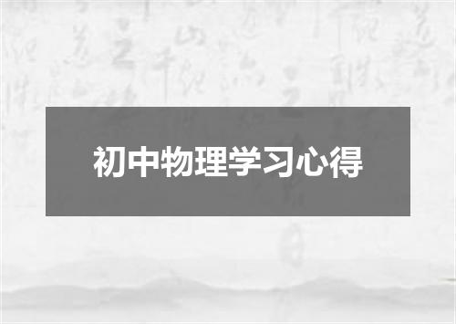 初中物理学习心得