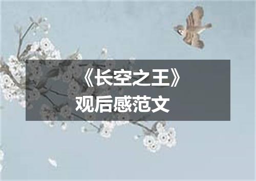 《长空之王》观后感范文