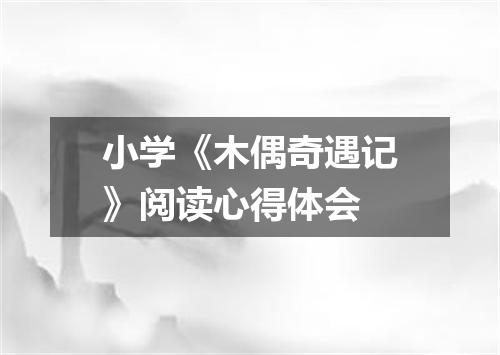 小学《木偶奇遇记》阅读心得体会