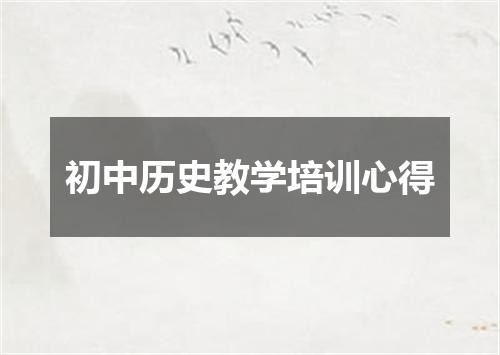 初中历史教学培训心得