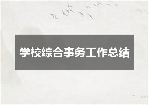 学校综合事务工作总结