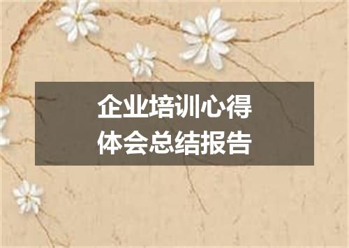 企业培训心得体会总结报告