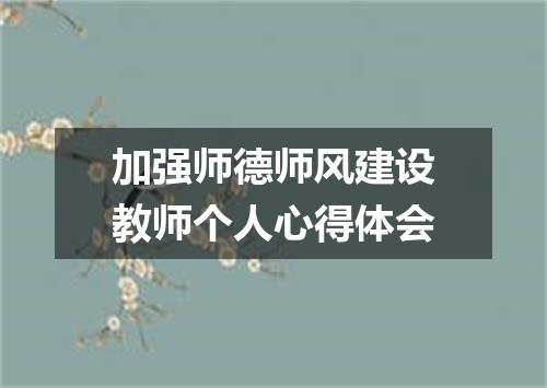 加强师德师风建设教师个人心得体会