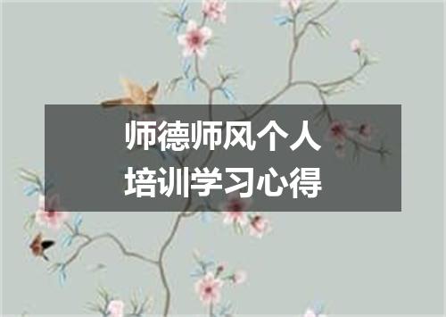师德师风个人培训学习心得