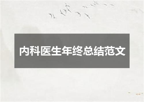 内科医生年终总结范文
