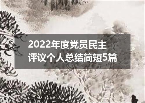 2022年度党员民主评议个人总结简短5篇