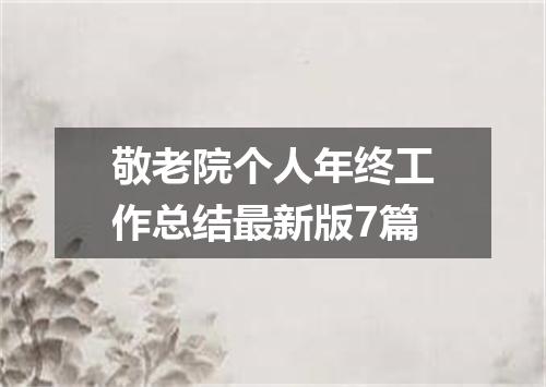 敬老院个人年终工作总结最新版7篇