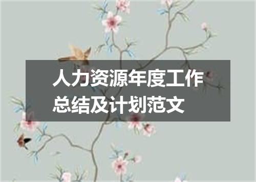 人力资源年度工作总结及计划范文