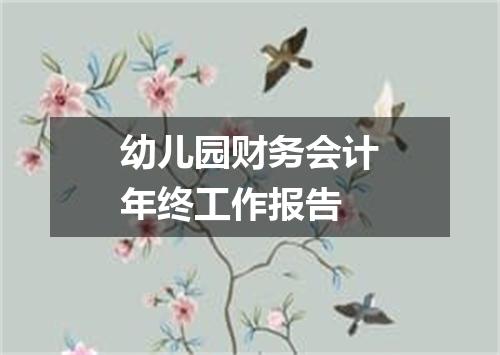 幼儿园财务会计年终工作报告