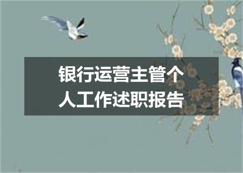 银行运营主管个人工作述职报告