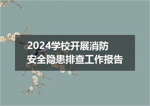 2024学校开展消防安全隐患排查工作报告