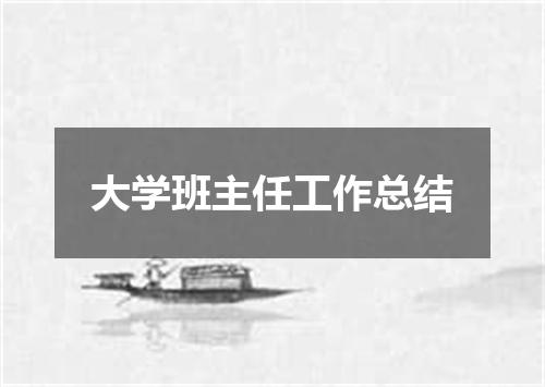 大学班主任工作总结