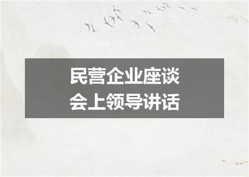 民营企业座谈会上领导讲话