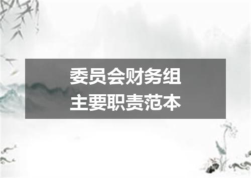 委员会财务组主要职责范本