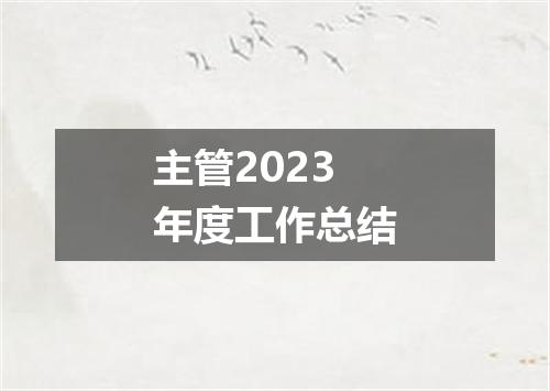 主管2023年度工作总结