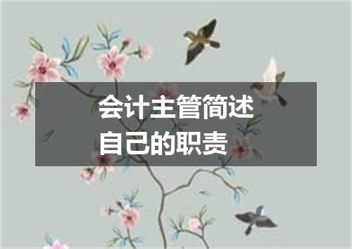 会计主管简述自己的职责