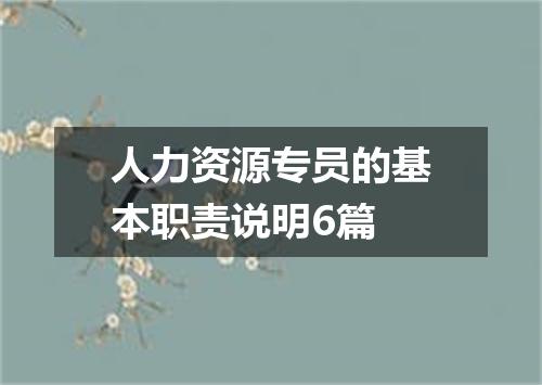 人力资源专员的基本职责说明6篇