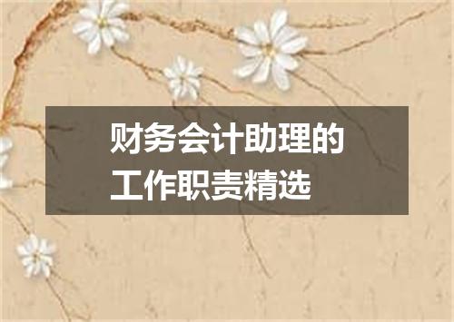 财务会计助理的工作职责精选