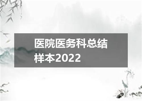 医院医务科总结样本2022