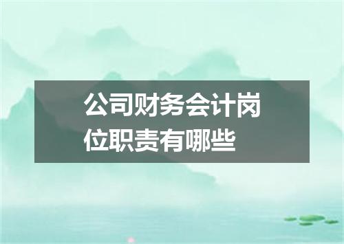 公司财务会计岗位职责有哪些