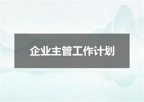 企业主管工作计划