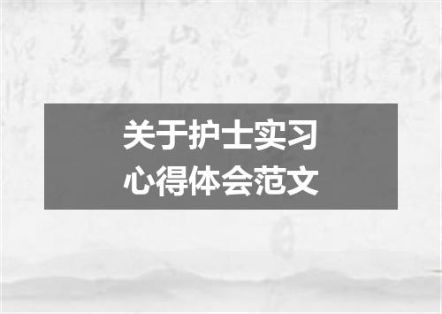 关于护士实习心得体会范文