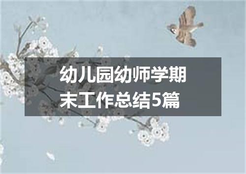 幼儿园幼师学期末工作总结5篇
