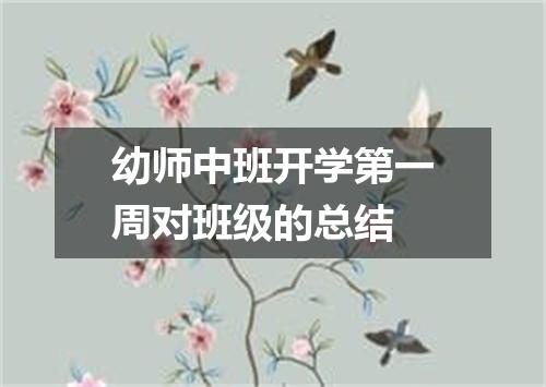 幼师中班开学第一周对班级的总结