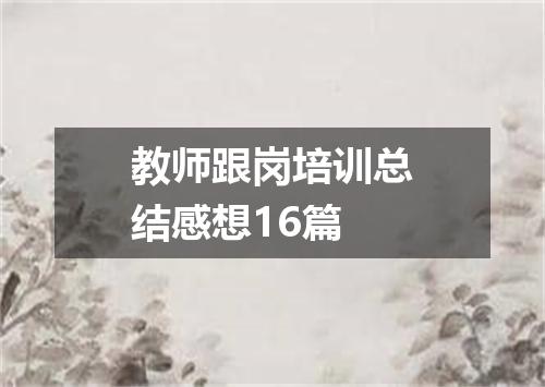 教师跟岗培训总结感想16篇