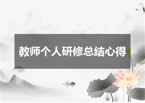 教师个人研修总结心得