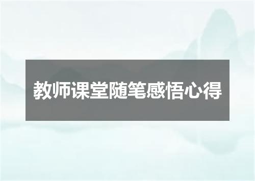 教师课堂随笔感悟心得