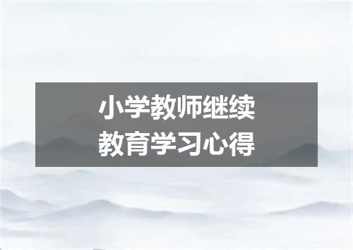 小学教师继续教育学习心得