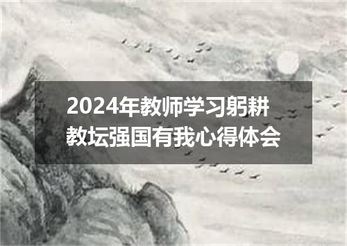 2024年教师学习躬耕教坛强国有我心得体会