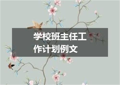 学校班主任工作计划例文