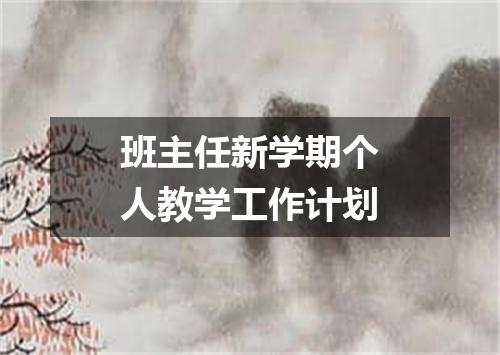 班主任新学期个人教学工作计划