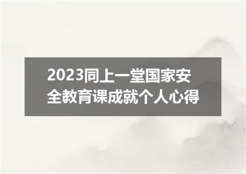 2023同上一堂国家安全教育课成就个人心得