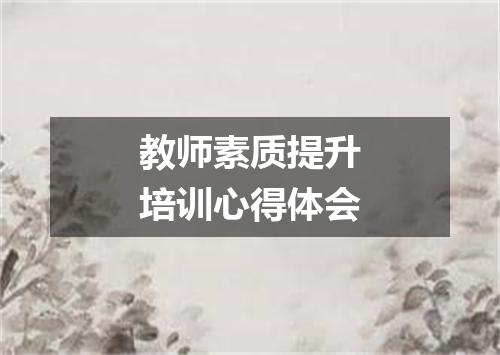 教师素质提升培训心得体会