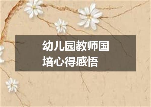 幼儿园教师国培心得感悟